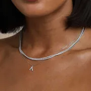 Astrid & Miyu A Initial collier argent initiale pavé