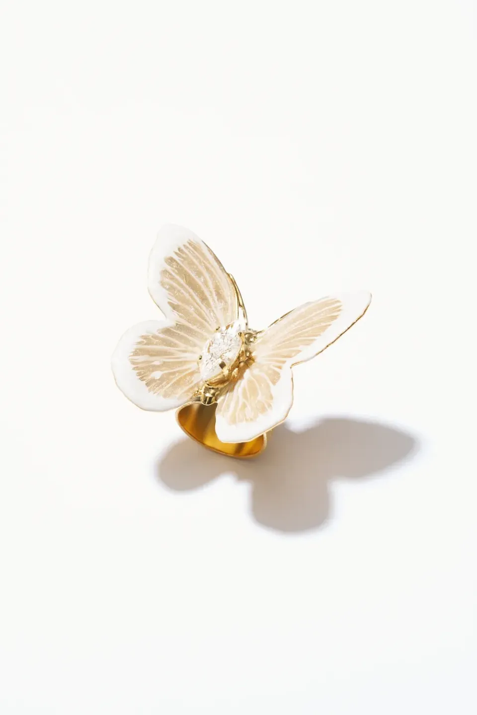 Philippe Ferrandis Fenice bague papillon blanc ajustable motif large