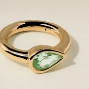 Astrid & Miyu Green Sapphire Pear anneau piercing or massif