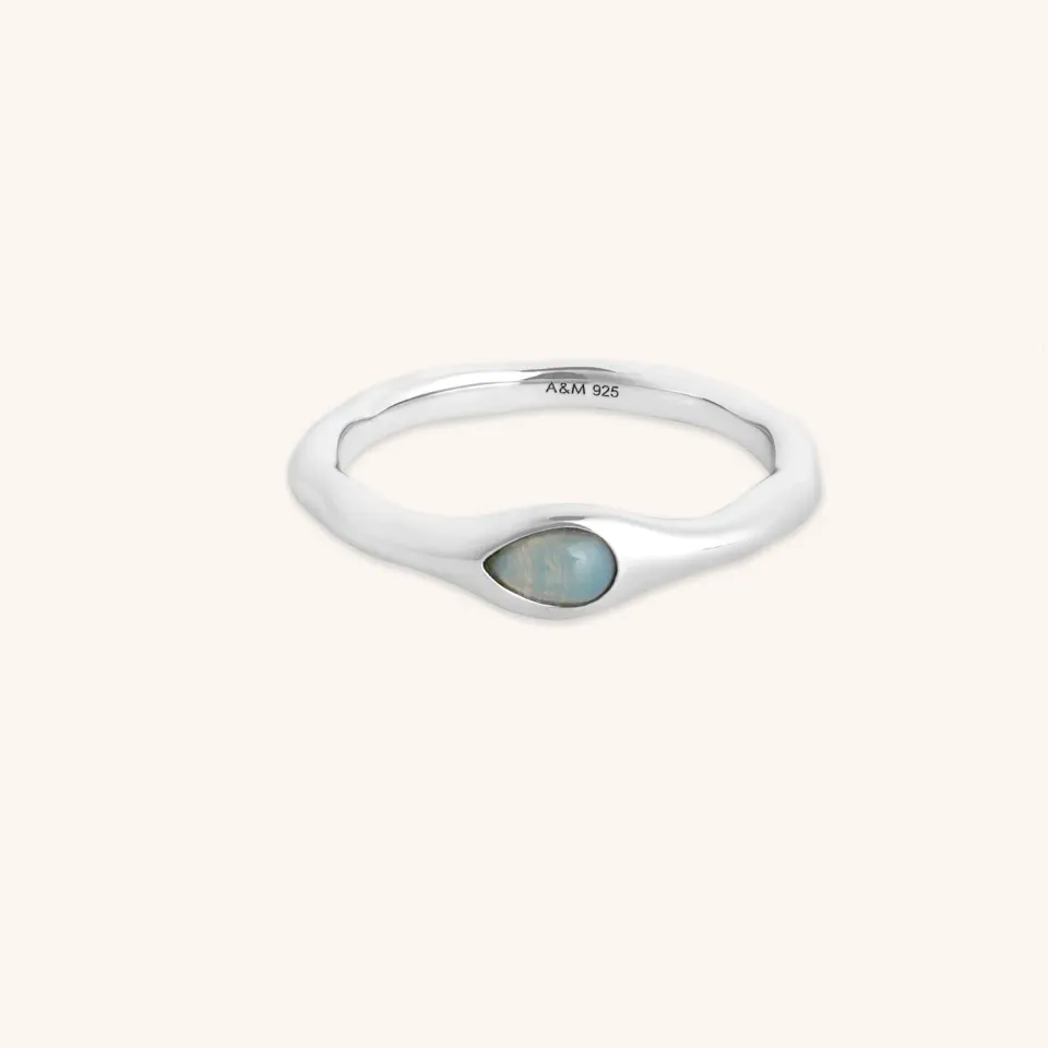 Astrid & Miyu Opal Cocktail Ring bague argent opale