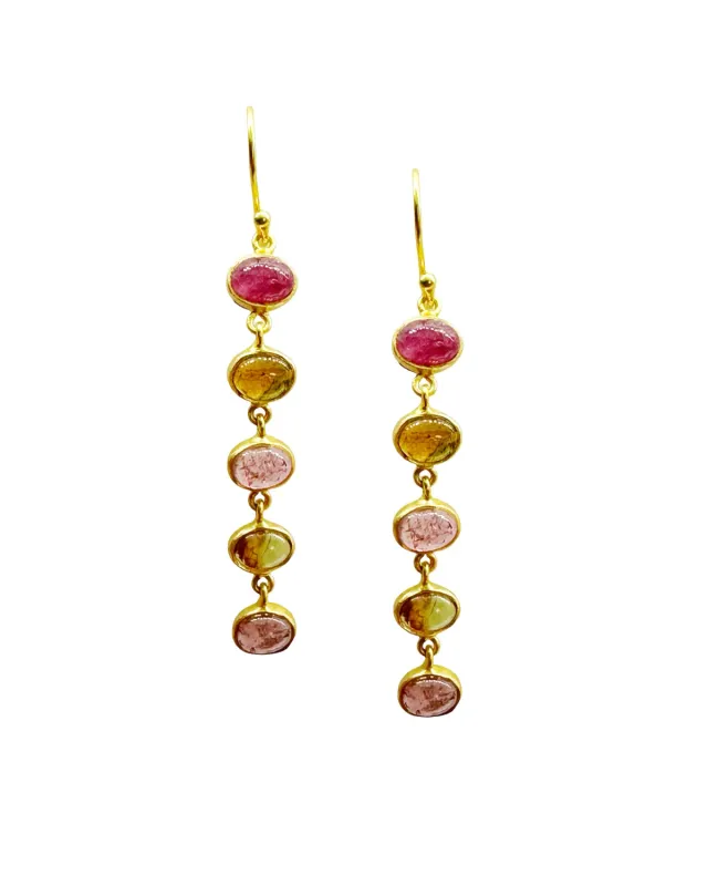 Le Fourbi de Capucine G27 boucles d'oreilles argent doré tourmaline