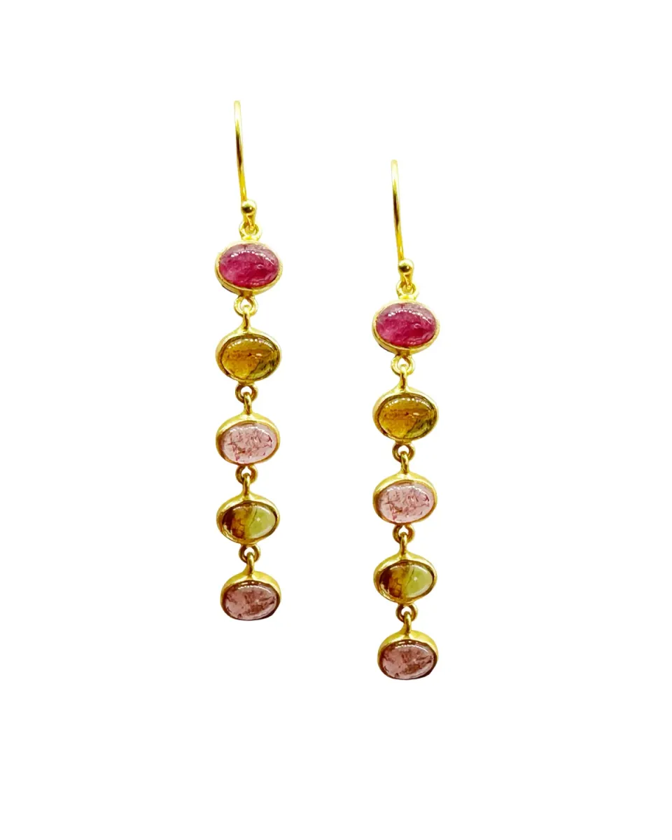 Le Fourbi de Capucine G27 boucles d'oreilles argent doré tourmaline