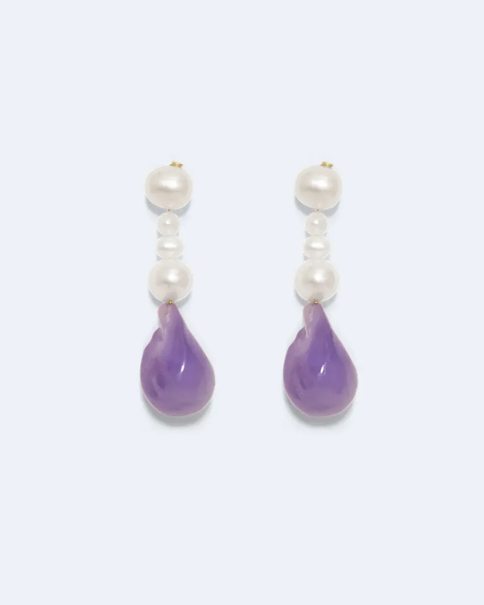 Completedworks Pluck boucles d'oreilles perle résine lilas