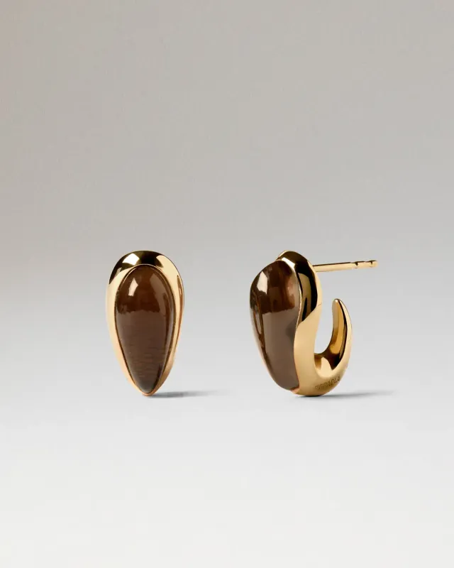 PDPAOLA Luna boucles d’oreilles quartz fumé