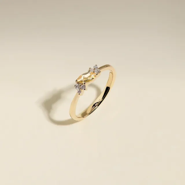 Astrid & Miyu Citrine November bague or massif citrine