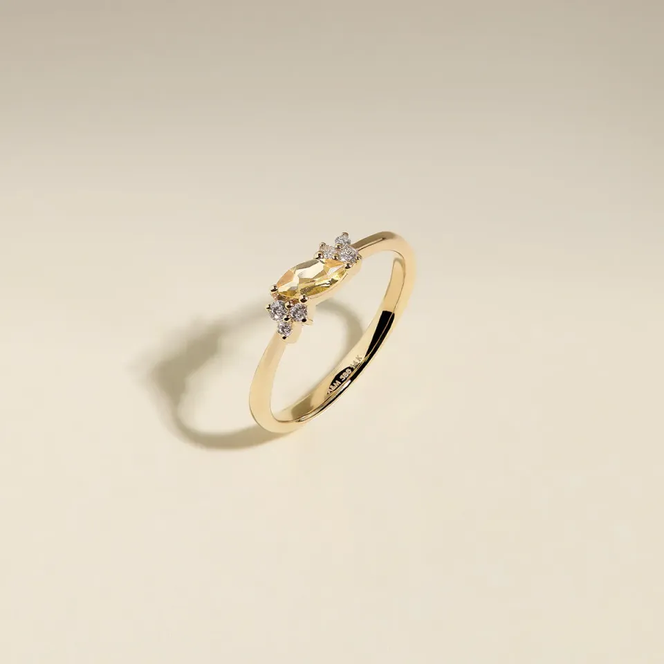 Astrid & Miyu Citrine November bague or massif citrine