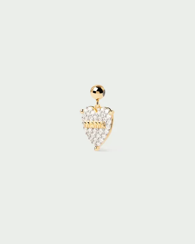 PDPAOLA Mama Heart charm doré zircone blanche
