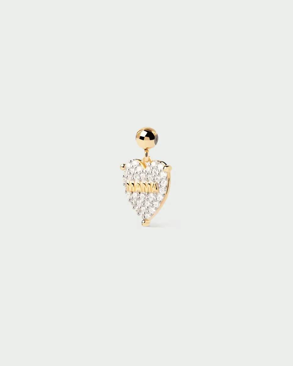 PDPAOLA Mama Heart charm doré zircone blanche