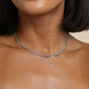 Astrid & Miyu Initial Pavé collier R argent pavé