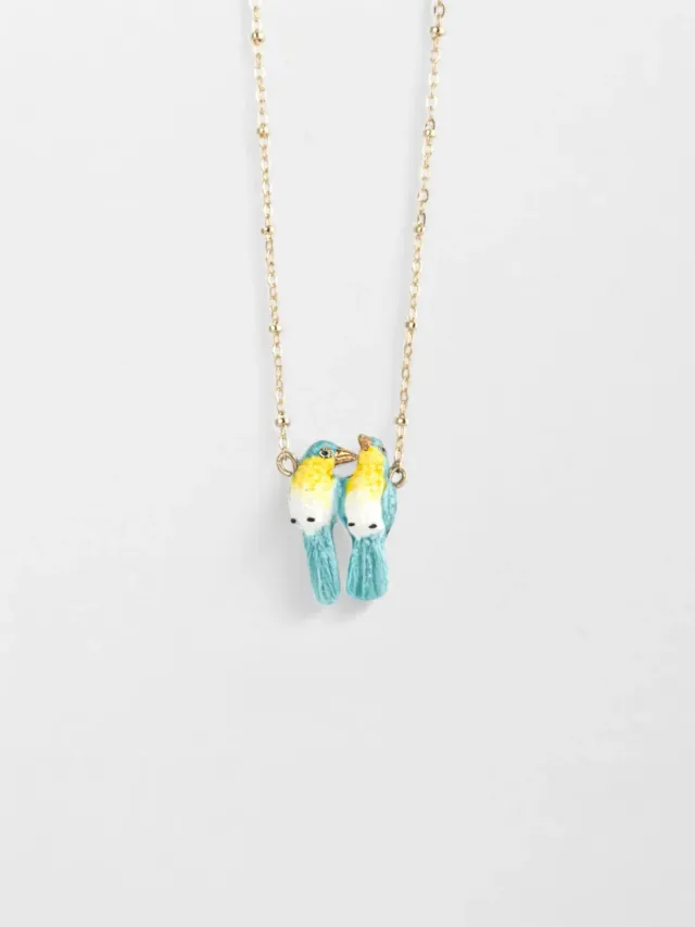 Nach Bijoux Oiseaux Amoureux collier Paruline Bleues 41,5 cm
