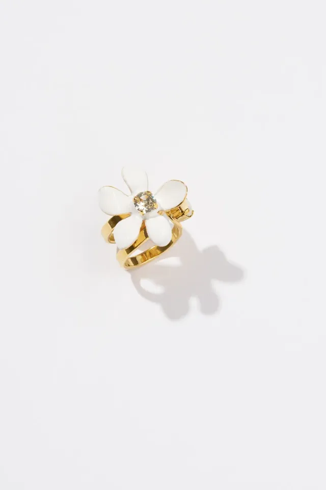 Philippe Ferrandis Ischia Fleurs bague ajustable émail blanc