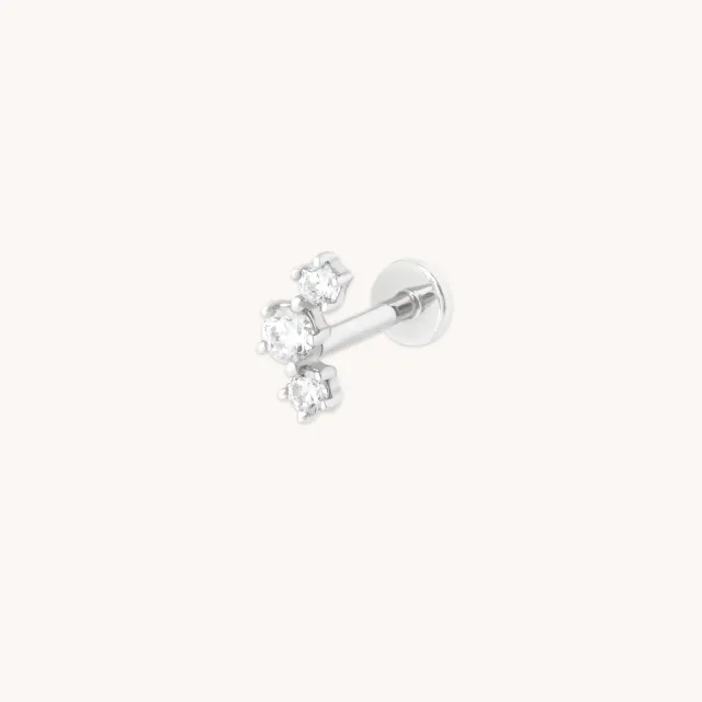 Astrid & Miyu Curved Crystal Piercing Stud piercing or blanc courbe