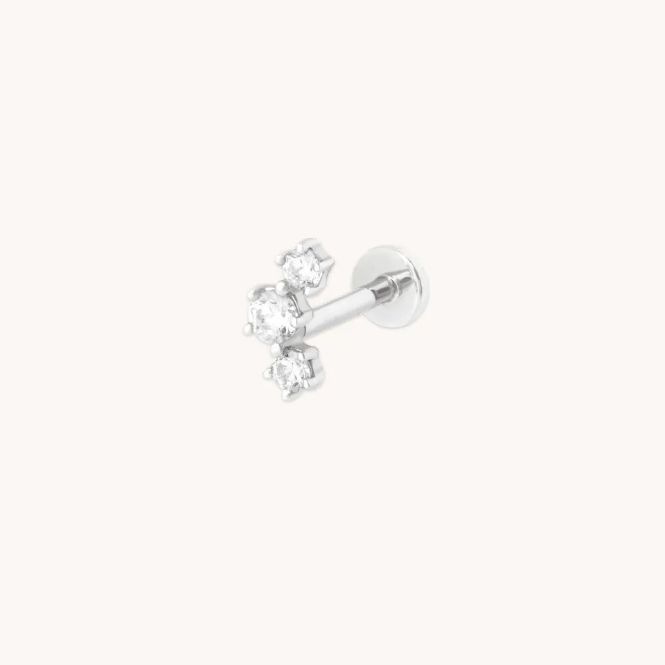 Astrid & Miyu Curved Crystal Piercing Stud piercing or blanc courbe