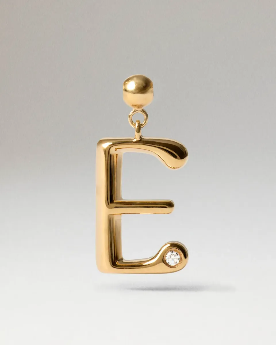 PDPAOLA Charms charm initiale E plaqué or zircon
