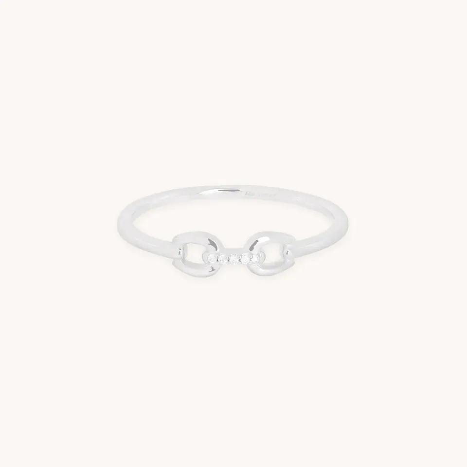 Astrid & Miyu Diamond Hardware bague or blanc diamant