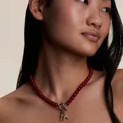 Astrid & Miyu Sunset Red collier perles doré rouge