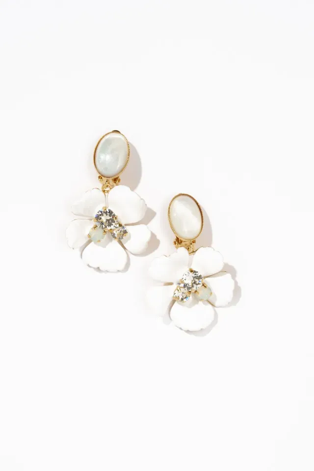 Philippe Ferrandis Ischia boucles clips émail blanc cristal