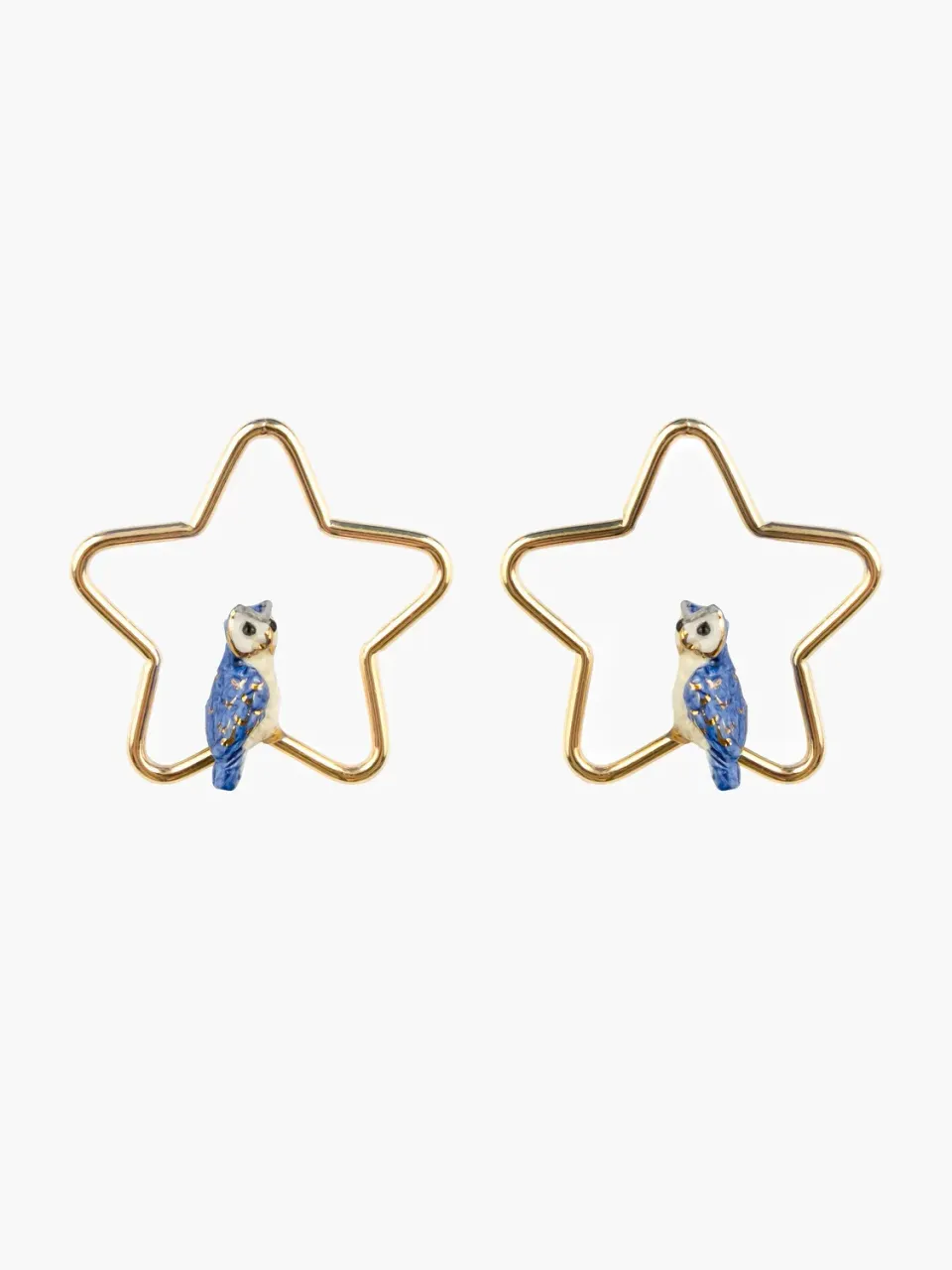 Nach Bijoux Chouette boucles d'oreilles étoiles bleu 3 cm