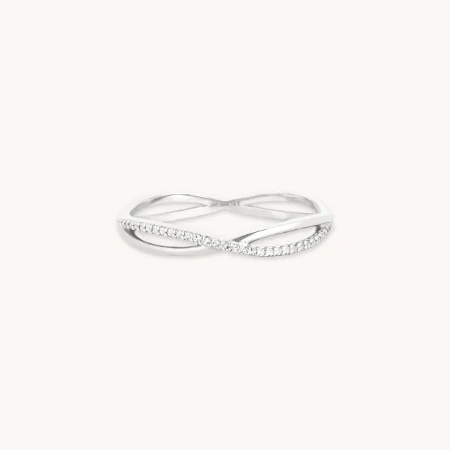 Astrid & Miyu Infinite Topaz Pavé bague or blanc topaze