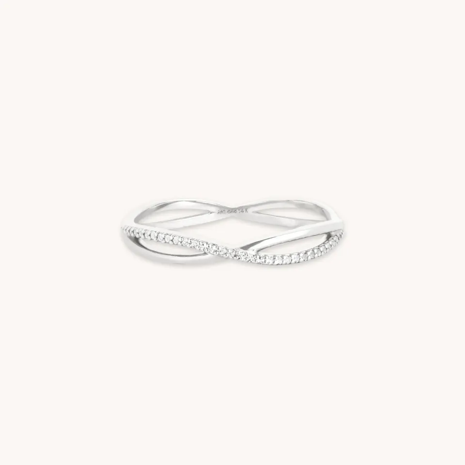 Astrid & Miyu Infinite Topaz Pavé bague or blanc topaze