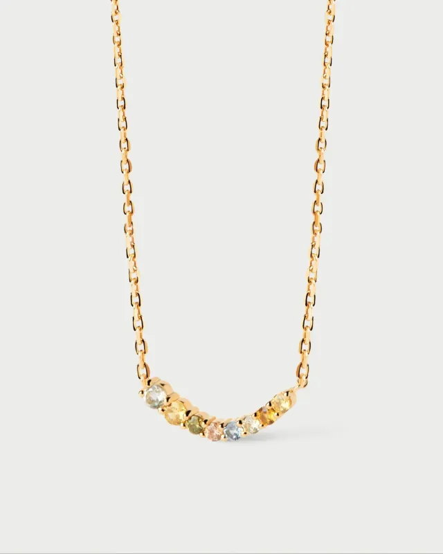PDPAOLA Rainbow collier doré zircones multicolores