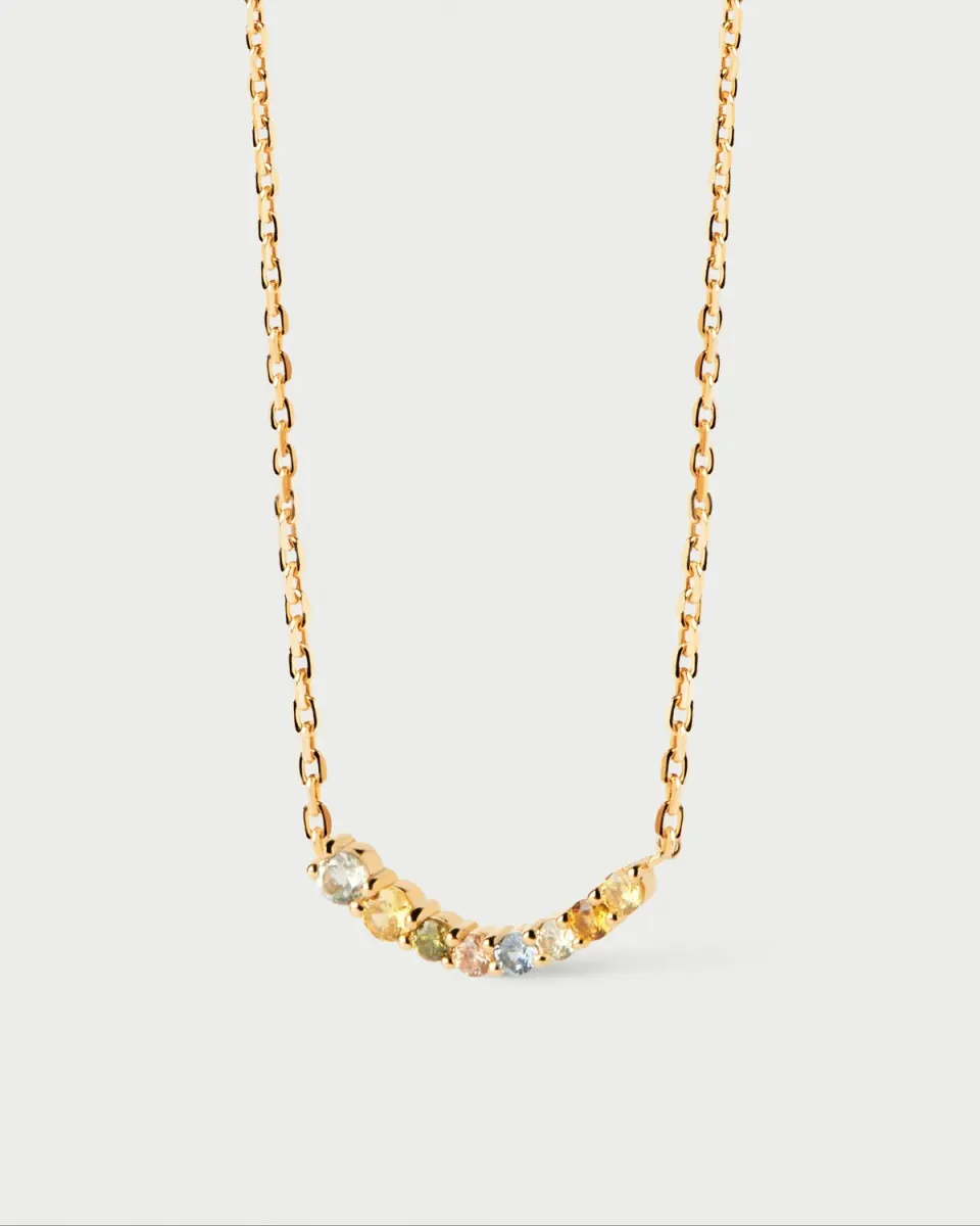 PDPAOLA Rainbow collier doré zircones multicolores