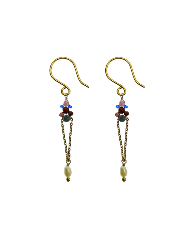 Le Fourbi de Capucine N30 boucles d'oreille laiton doré jaspe