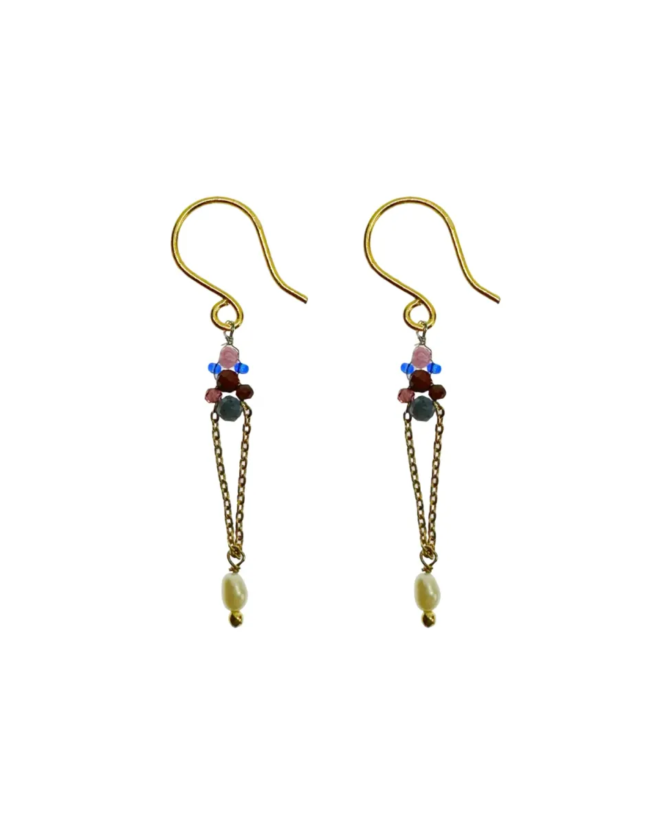 Le Fourbi de Capucine N30 boucles d'oreille laiton doré jaspe