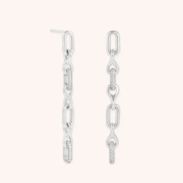 Astrid & Miyu Pavé Chain Link boucles argent éclat