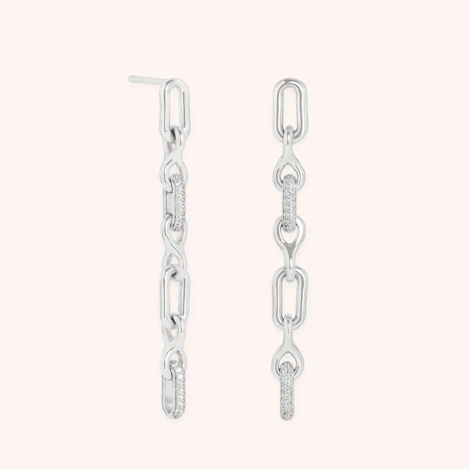 Astrid & Miyu Pavé Chain Link boucles argent éclat
