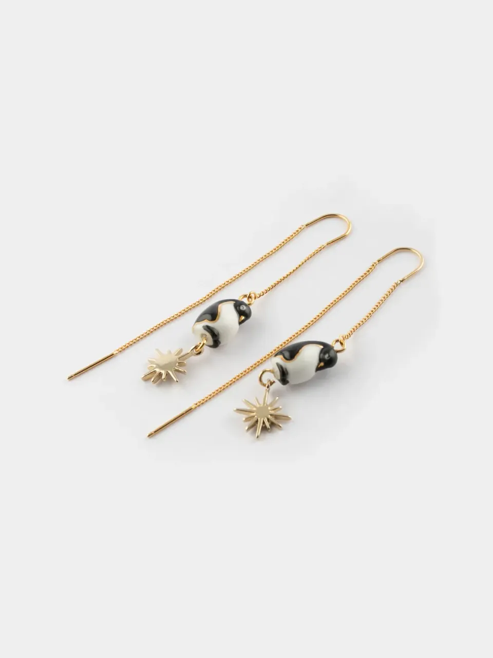 Nach Bijoux Arctique Longues boucles pingouin 7 cm porcelaine