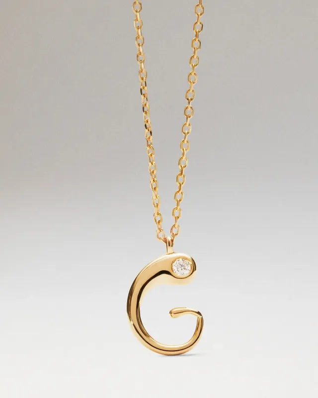 PDPAOLA Initiale G collier pendentif or 12 mm 40-50 cm