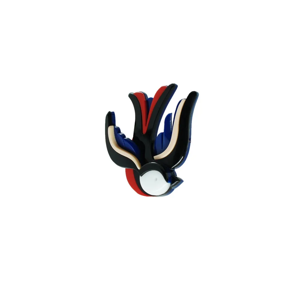 Nao de Paris Swallow broche hirondelle acrylique bleu marine
