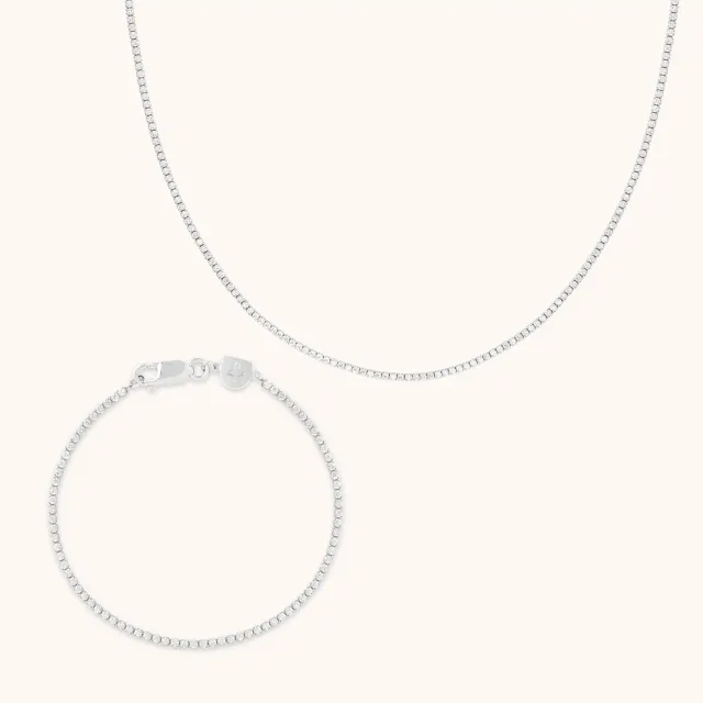 Astrid & Miyu Tennis Chain coffret collier bracelet argent