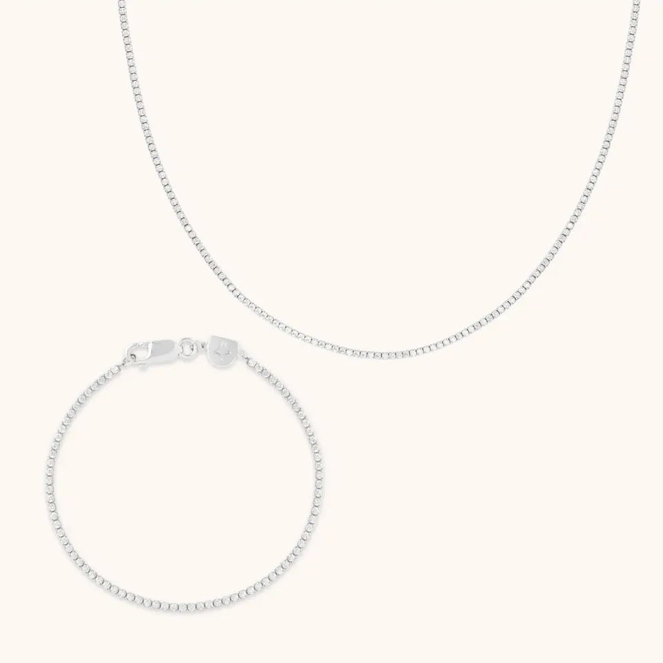 Astrid & Miyu Tennis Chain coffret collier bracelet argent