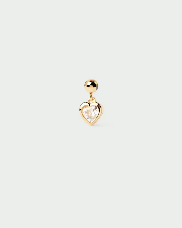 PDPAOLA Mini Heart charm 5 mm plaqué or zircone blanche