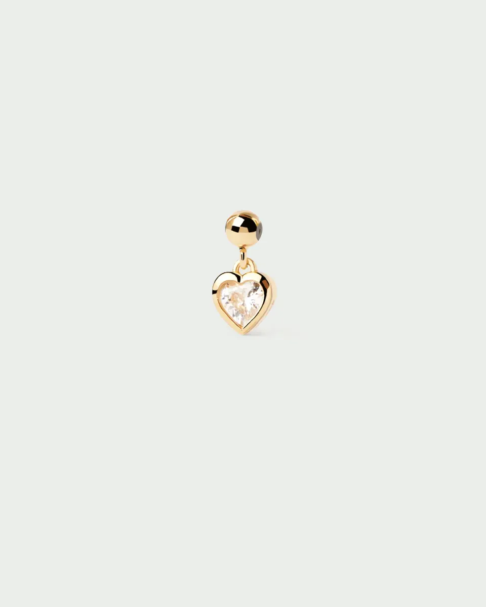 PDPAOLA Mini Heart charm 5 mm plaqué or zircone blanche