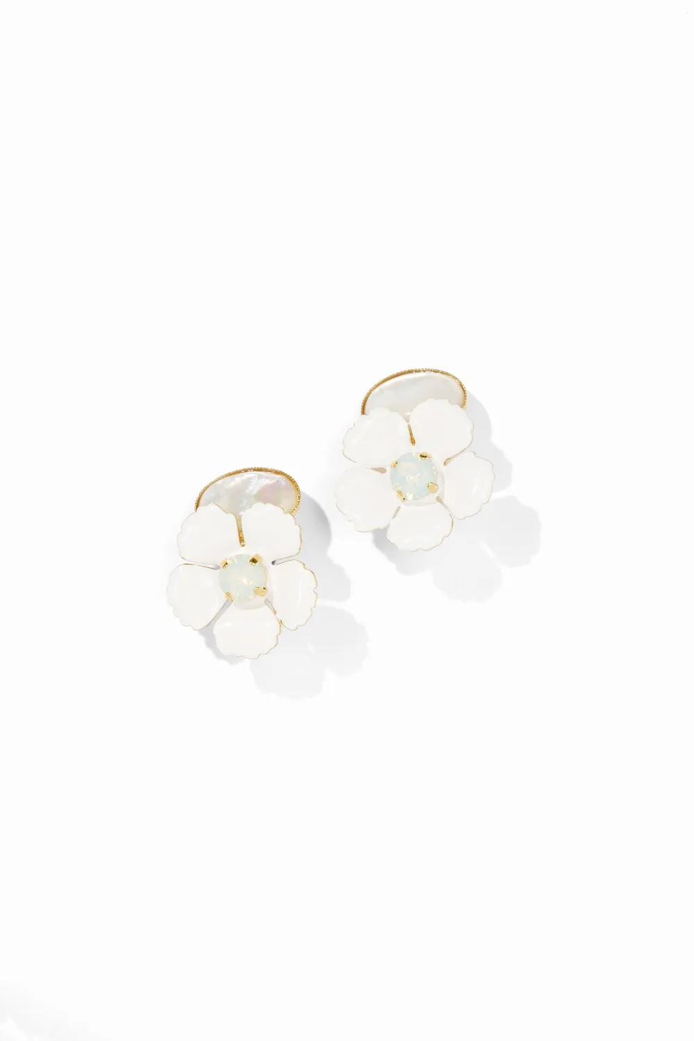 Philippe Ferrandis Ischia clips boucles émail blanc doré