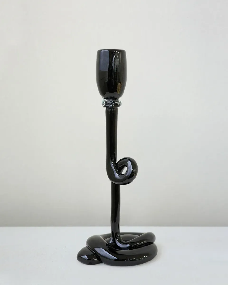 Completedworks Thaw bougeoir verre recyclé noir