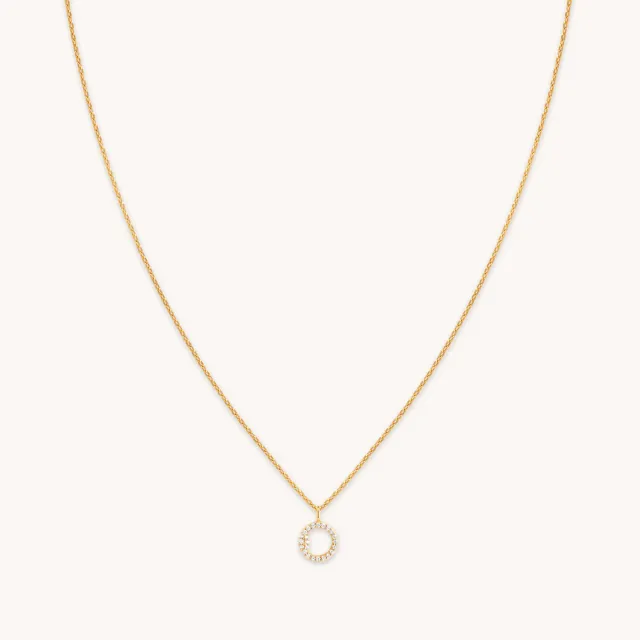 Astrid & Miyu Initial O collier pendentif or pavé