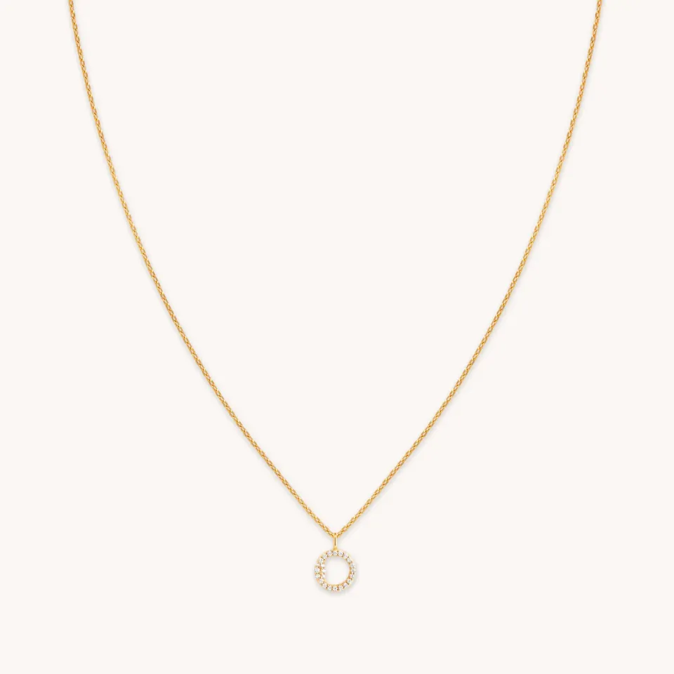Astrid & Miyu Initial O collier pendentif or pavé