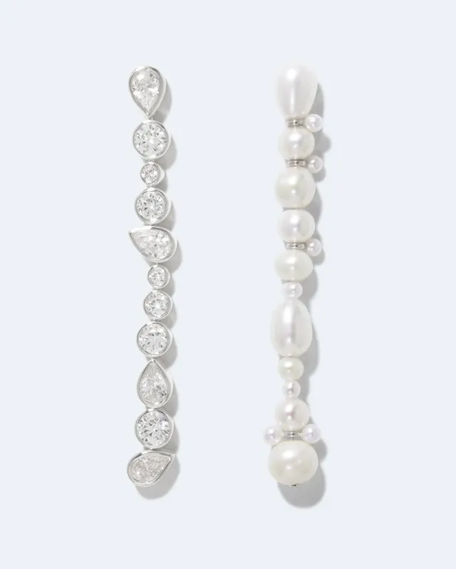 Completedworks Glitch boucles argent perle zirconia