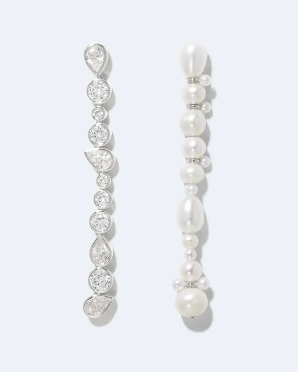 Completedworks Glitch boucles argent perle zirconia