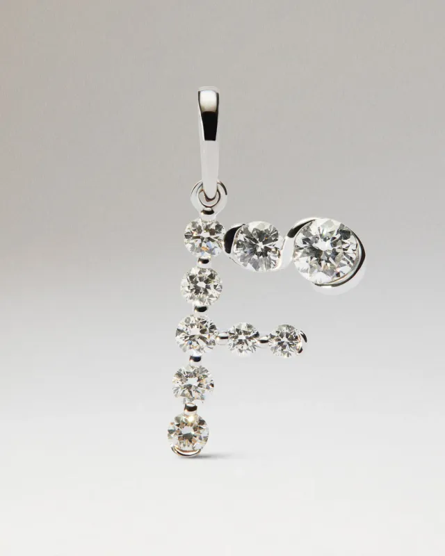 PDPAOLA Initiale F pendentif or blanc diamants