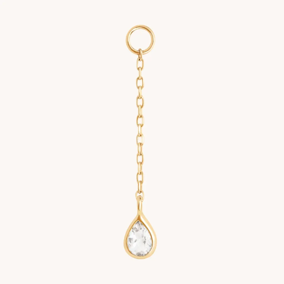 Astrid & Miyu White Topaz Ear Chain boucles or massif