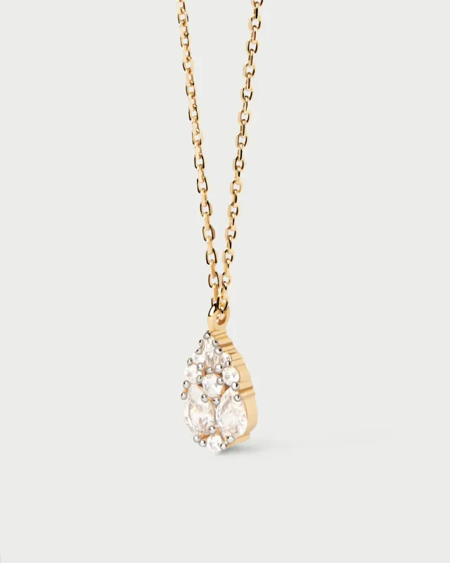 PDPAOLA Vanilla collier pendentif plaqué or zirconia 40-50