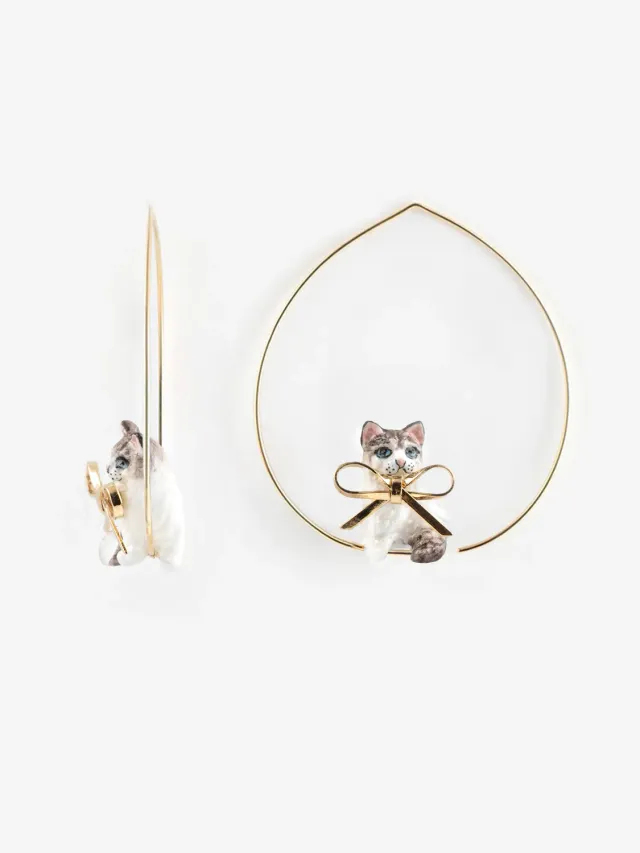 Nach Bijoux Ragdoll avec nœud boucles d’oreilles créoles 5 cm