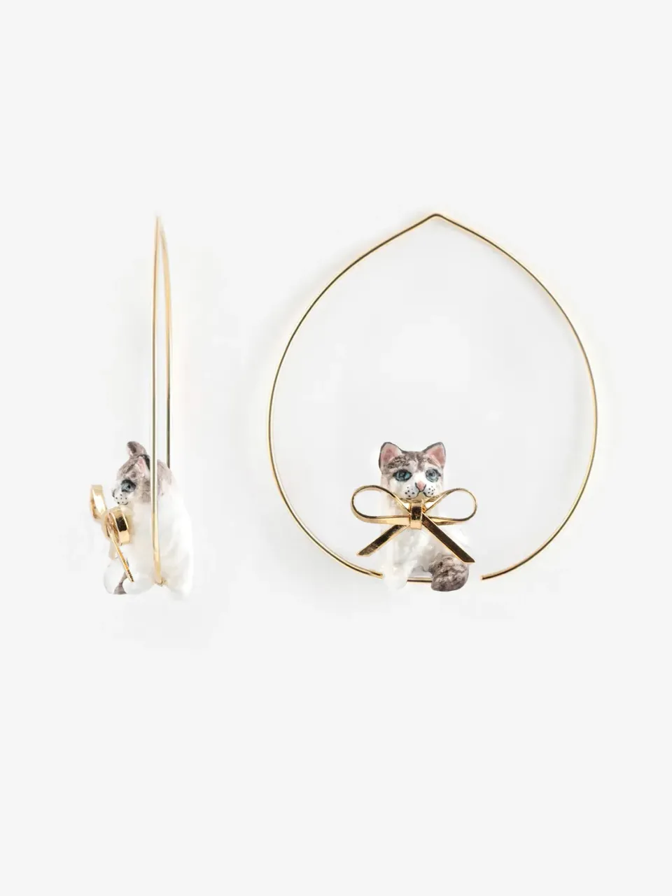 Nach Bijoux Ragdoll avec nœud boucles d’oreilles créoles 5 cm