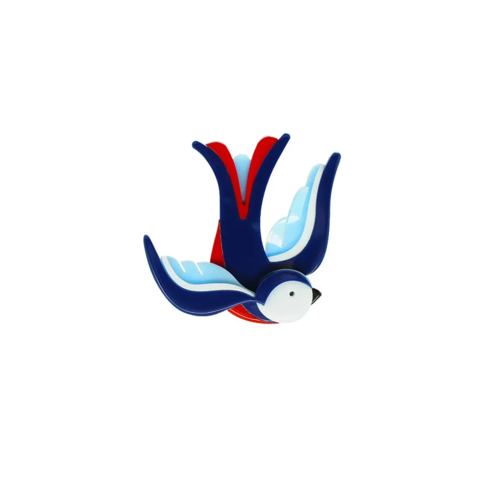 Nao de Paris Swallow broche hirondelle acrylique rouge