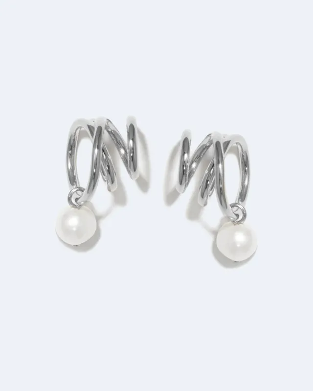 Completedworks Flow boucles d'oreilles perle argent